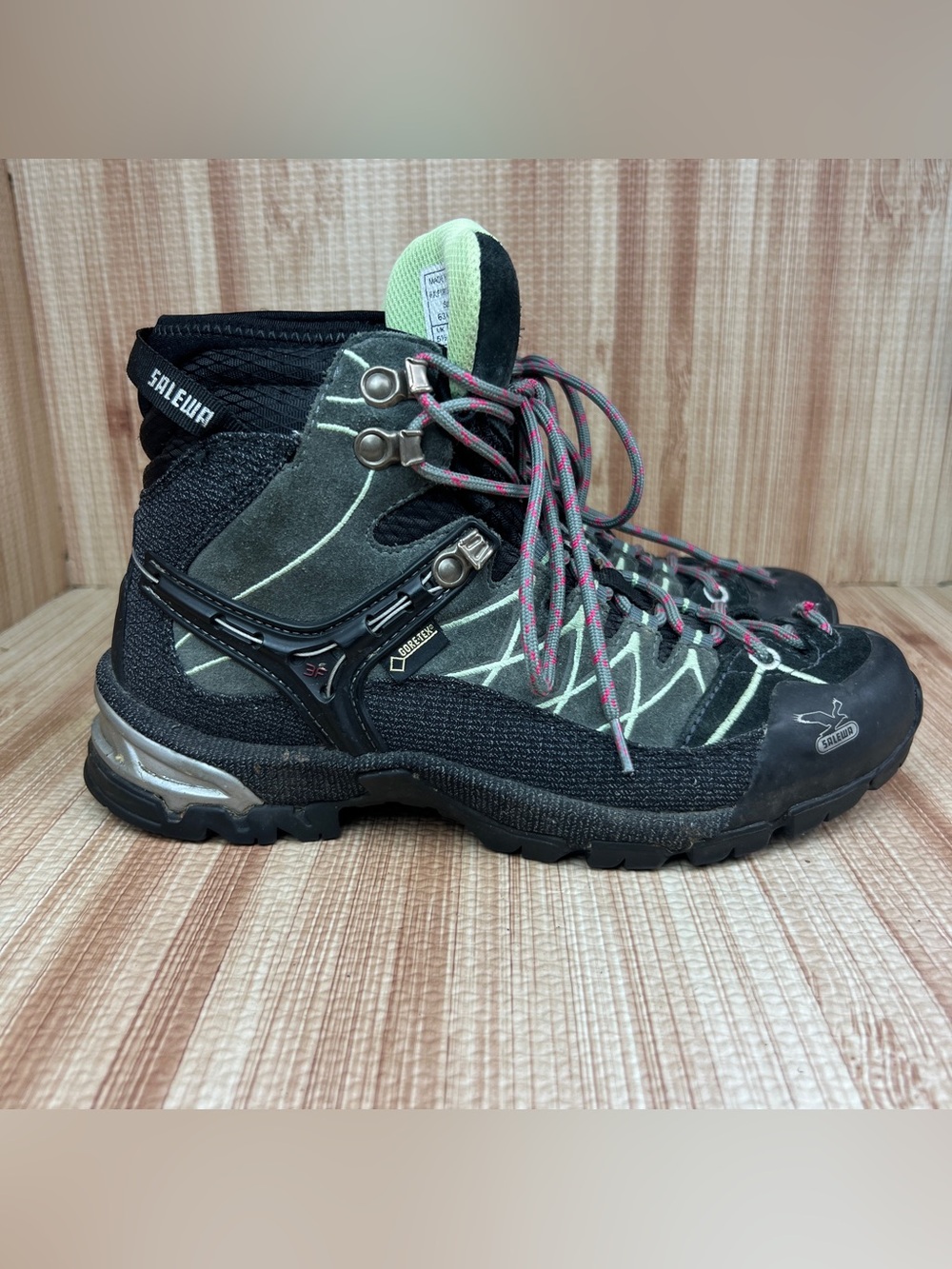 Salewa Boots Womens 7.5 Alp Trainer Mid GTX Slate Gray Mint Hiking Gore-tex